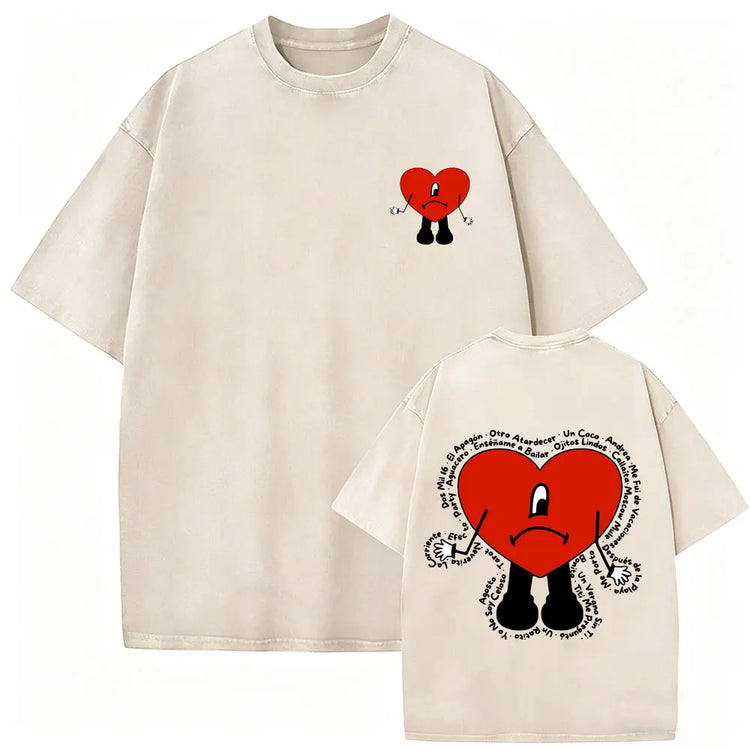 Rapper Bad Bunny Vintage Washed T Shirts Fans Gift Debi Tirar Mas Fotos DTMF Merch T-shirt Men's Women Hip Hop Fashion T-shirts