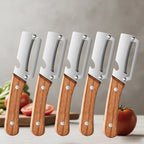 Kitchen Peeler with Wooden Handle for Peeling and Slicing Fruits and Vegetables Stainless Steel Vegetable Peeler Kitchen Tool