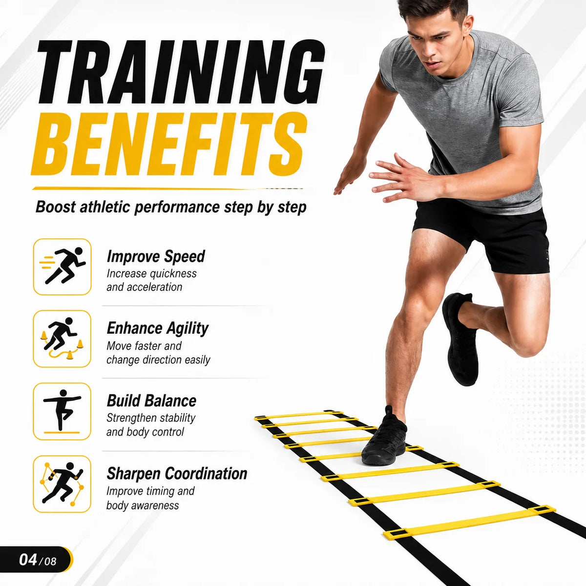Agility Ladder Set 2-10M Speed Training Ladder with Carry Bag for Soccer Football Footwork Coordination Fitness Drills Home Gym