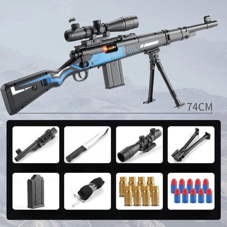 98K Shell Ejection Soft Dart Toy Gun with Scope Bipod 8 Shells 10 Foam Darts Sniper Rifle Foam Blaster Outdoor Backyard Play Toy
