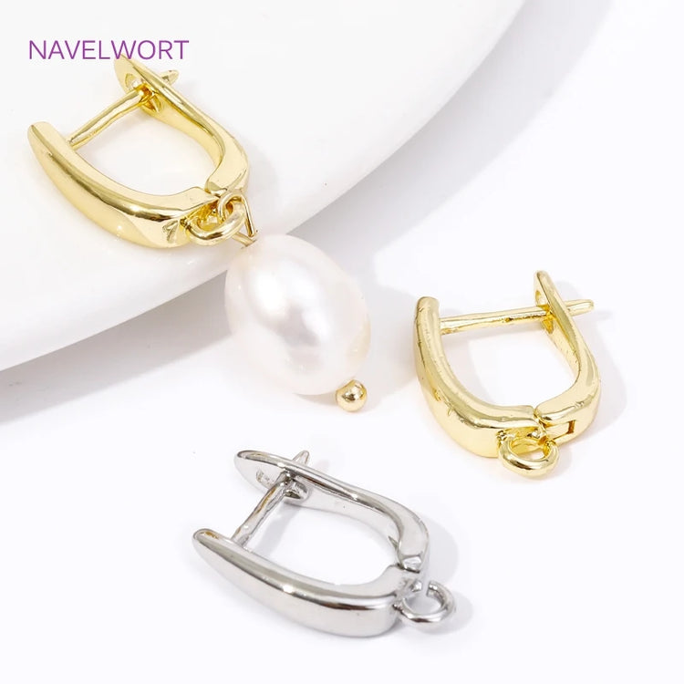 DIY Earring Making Accessories 18K Gold Plated Smooth Earring Hook Clasps Brass Metal Earwires Hooks,Jewelry Making Supplies
