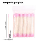 100Pcs Double-Ended Cotton Swabs Fine Pointed Tips for Nail Art Makeup Eyeliner Correction - Beauty Tools