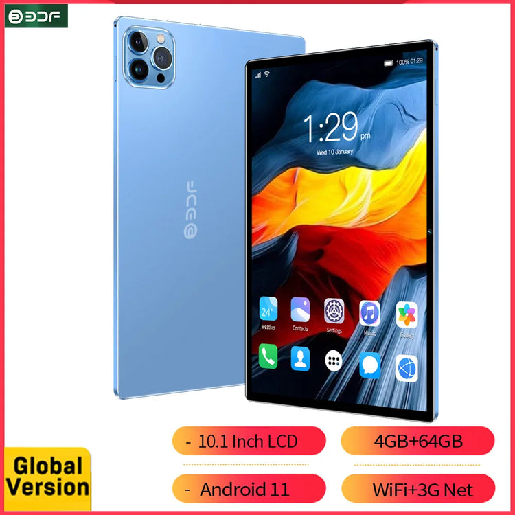 BDF 10.1 Inch Tablet Android 11, 4GB RAM 64GB ROM,1TB Expand,1280x800 IPS Screen 5000MAH Battery,Dual Camera, WiFi,3G Sim Card