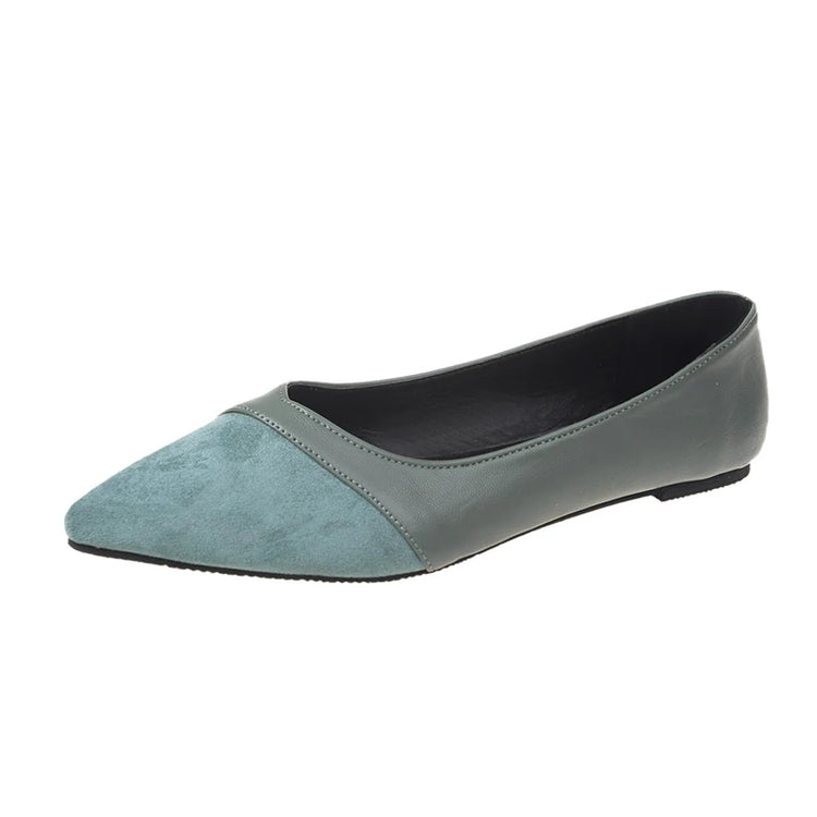 Women Pointed Toe Spliced Flat Shoes Slip On Dress Flats