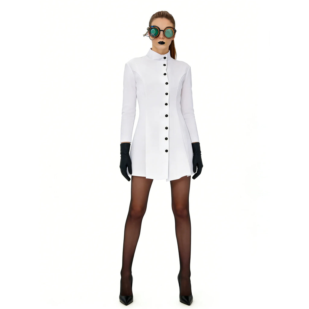 Carnival Party Men Women Long White Coat Nurse Doctor Costume Mad Scientist Cosplay Halloween