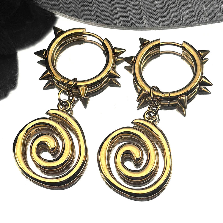 Punk Spike Rivet Hoop Earrings For Women Men Ear Studs Stainless Steel Gothic Hip Hop European and American Earring Jewelry Gift