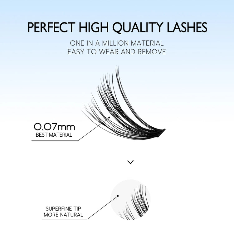 GROINNEYA DIY Lash Extension Kit Individual Lashes Cluster Mix Eyelashes Full Set Lashes Kit with Lash Bond and Seal At Home