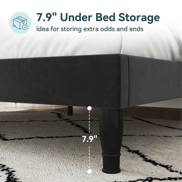 HOOMIC Full/Queen/King Size Velvet Bed Frame with Adjustable Tiara Headboard, Diamond Tufted Upholstered Platform Bed