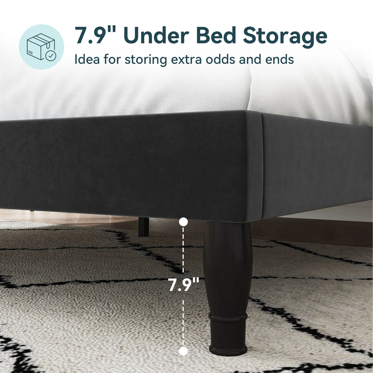 HOOMIC Full/Queen/King Size Velvet Bed Frame with Adjustable Tiara Headboard, Diamond Tufted Upholstered Platform Bed