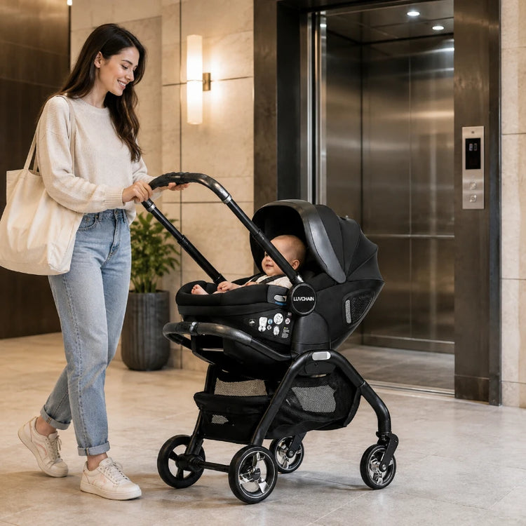 3-in-1 Baby Safety Stroller, Two-Way Newborn Baby Safety Seat, Portable 3-in-1 Stroller for Ages 0-2 Years Old