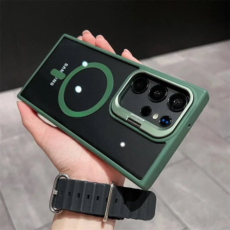 For Magsafe Hidden Holder Clear Case For Samsung Galaxy S26 S25 S24 Ultra Plus S23 FE Shockproof Magnetic Wirelesss Charge Cover