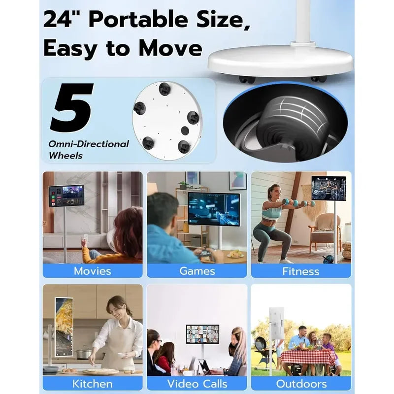 24 Inch Portable Smart TV Wireless Touch Screen LED Monitor Mobile Display For Indoor Outdoor Use Home Entertainment Gaming