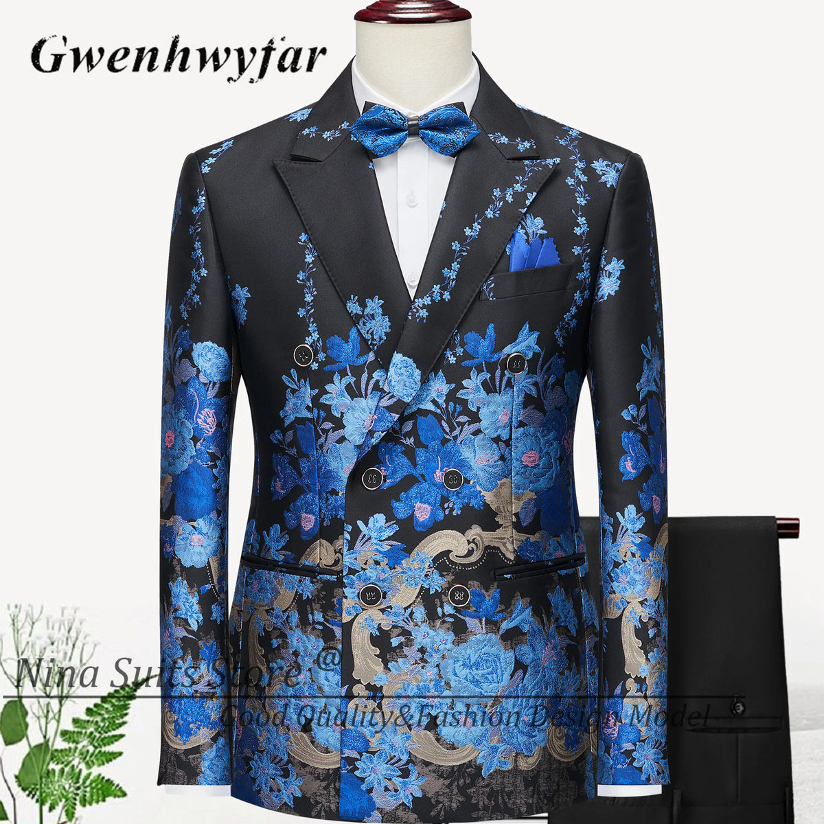 G&N 2026 New Series Men Suits Blazer Beautiful Lilac Purple Floral Pattern Tuxedos 3 Pieces Formal Party Costume Homme Slim Fit