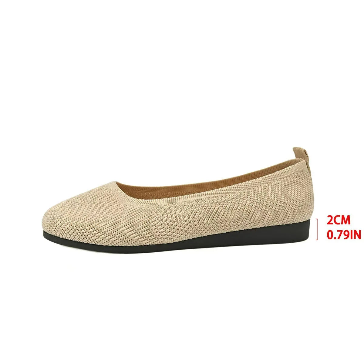 Women Round Toe Knitted Ballet Flats Breathable Slip on Flat Soft Sole Lightweight Casual Daily Walking Loafers Zapatos Mujer