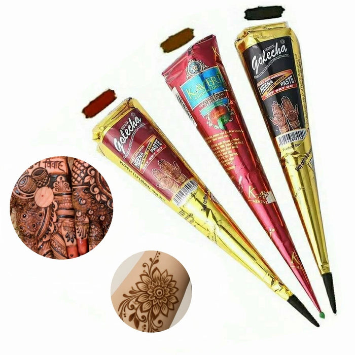 1/3/12pcs Henna, Brown, Black, Red, Temporary Henna, Semi-Permanent Henna Art