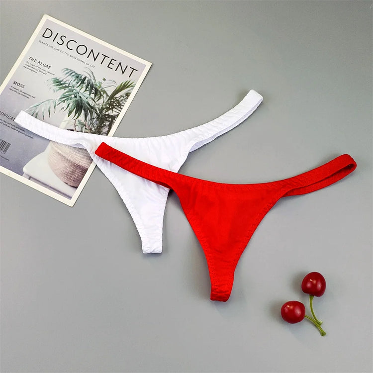 2Pcs Sexy Mini Micro Thongs Low Waist Seamless Female Underpants Comfortable Solid Bikini Underwear Women G String