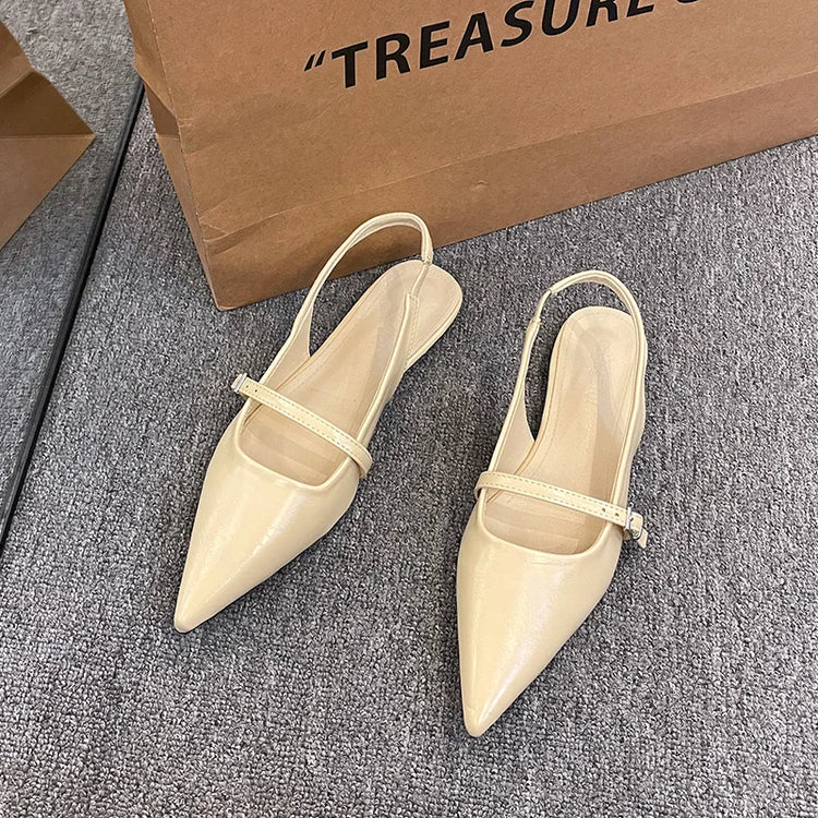 New Spring Women's French-Style Closed-Toe Sandals Luxurious Slip-On Designer Shoes Fashionable and Elegant Party Flat Sandals