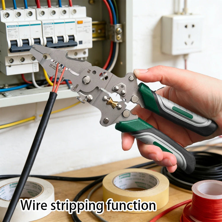 Foldable Wire Stripper, Pulley Design Multi-Function Electrician Wire Splitter Wire Winding Pliers Crimping Pliers Hand Tool