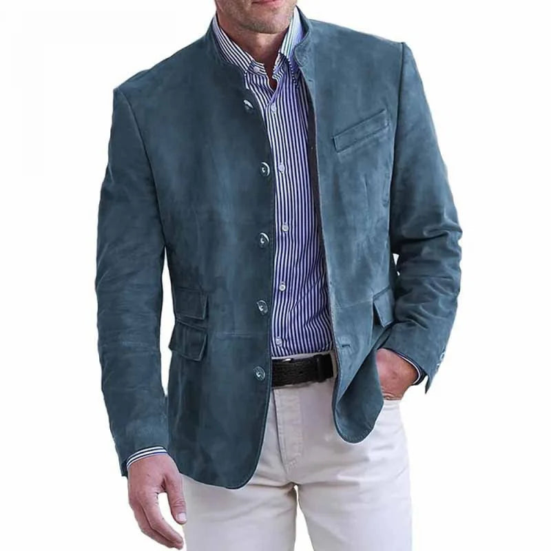 QICHE Men Clothing 2026 Autumn Winter Casual Faux Suede Blazer, Men Stylish Suit Jacket Outerwear, Male Clothes