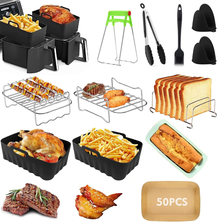 Air Fryer Accessories Set for  Ninja Foodi Max Dual Zone Air Fryer AF400EU/AF300EU/AF451EU  With Silicone Air Fryer Mold Baking