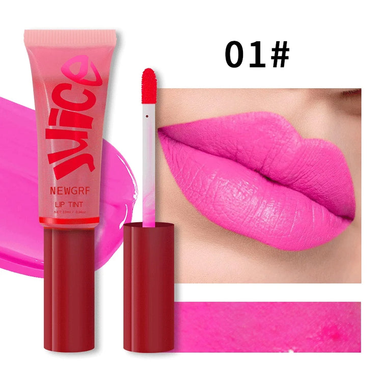 Juice Lip Tint Non-stick Cup Liquid Lipstick and Blush 2 in1 Waterproof Long Lasting Rose Red Lip Stain Makeup Pigment 1Pc