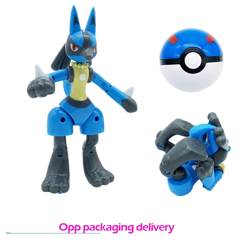 Figure Pokemon Pokeball transform Pikachu Charizard Venusaur Blastoise Mewtwo Gyarados Solgaleo Lunala Eevee poke ball toy gift