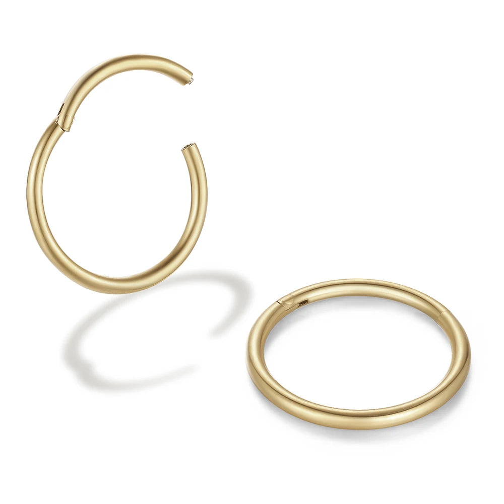 2/6PCS Seamless 316L Stainless Steel Nose Ring for Men Gold Color Hoop Earrings for Women Septum Helix Tragus Piercing Jewelry