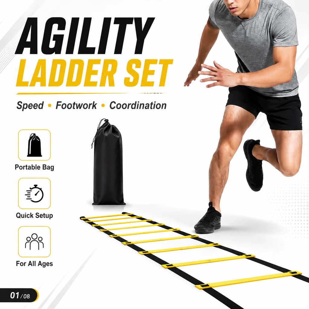 Agility Ladder Set 2-10M Speed Training Ladder with Carry Bag for Soccer Football Footwork Coordination Fitness Drills Home Gym