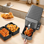 Air Fryer Mold for Ninja Double Stack XL SL400 SL401 AF400 Reusable Silicone Baking Tray for 7.6L-9.5L Deep Fryer Accessories