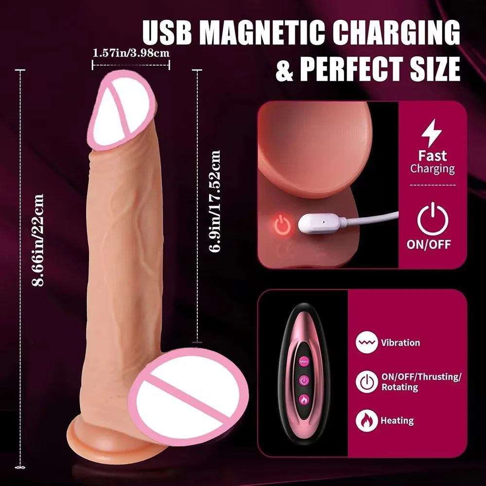Thrust Dildo Licking Tongue Sex Toy with Heating And Vibration Mode Adult Women Toys Suitable for Vaginal Anal G-Spot Stimulator