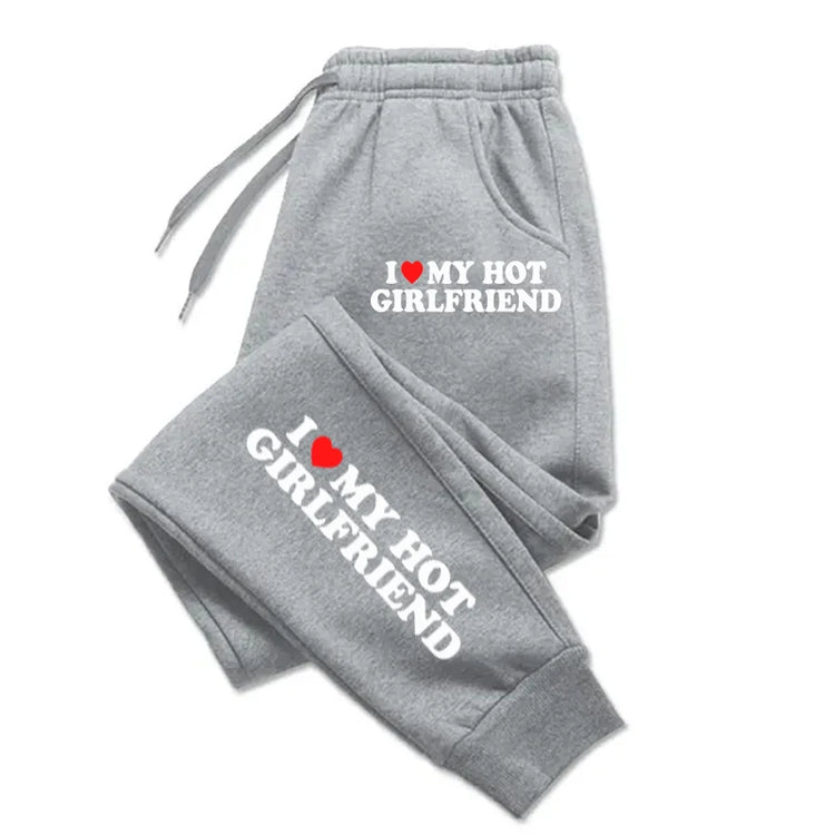 I Love My Hot Girlfriend Printing  Sweatpant Creative Fleece Sportpants Female Autumn Fashion Sweatpants For Women Sportswear