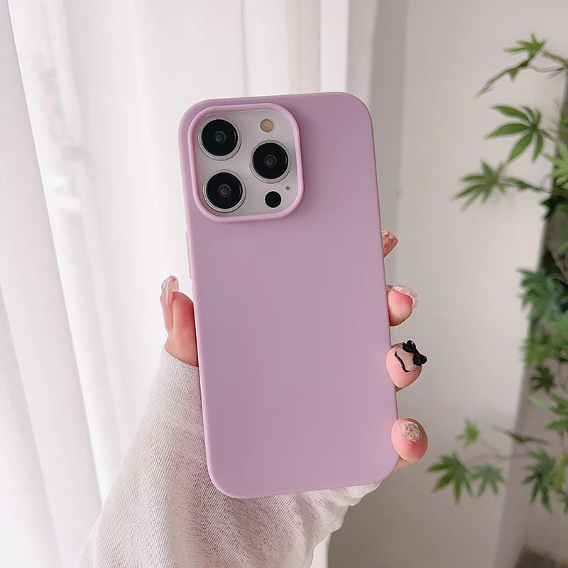 Luxury Candy Color Silicone Soft Case For iPhone 16 15 14 13 12 Pro Max Plus Mini 16+ Matte Ultra Thin Cover Frosted Shell Slim