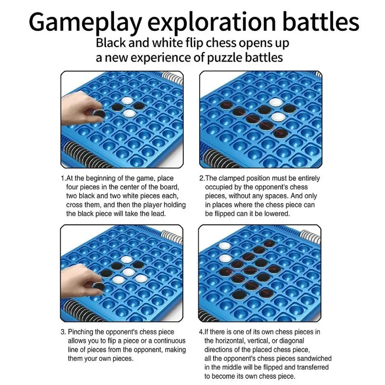 Dual-Side Flip Board Strategy Game for 2 Players Logic Training Educat for 2 Players Logic Training Educational Brain Teaser Toy