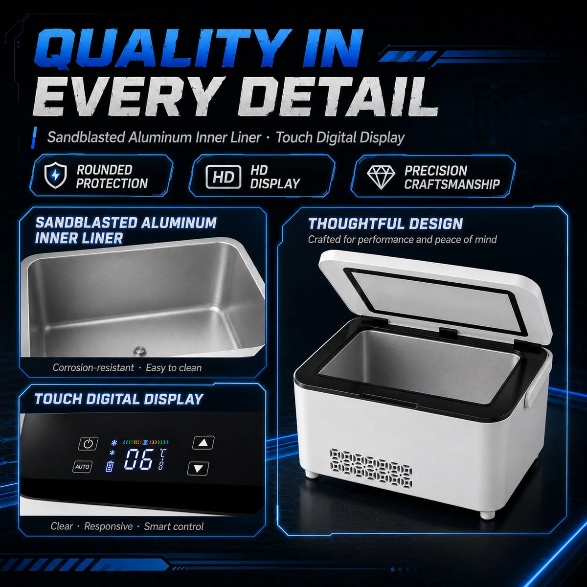 Smart Insulin Mini Fridge - 8-Minute Rapid Cooling, 0-18°C Precise Adjustment, Ultra-Quiet, Fits 12 Pens/36 Vials, USB Low-Voltage ≤36V, TSA-Friendly Compact Size