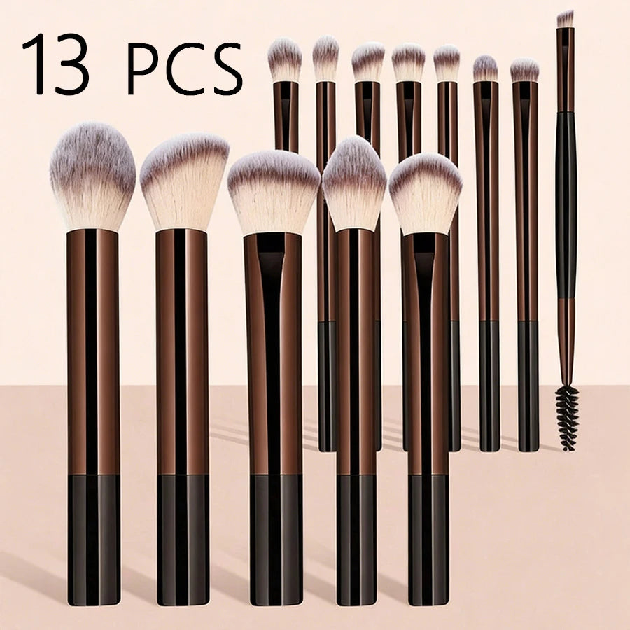 13 pcs Makeup Brush Set, Dense Bristles, Aluminum Alloy Handle, Suitable for All Skin Types