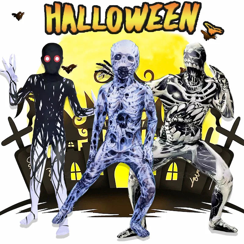 Halloween Kids Zombie Jumpsuit CostumeVampire Cosplay Outfit for Children's Ghost Festival & Stage PerformanceSpooky Party Drees