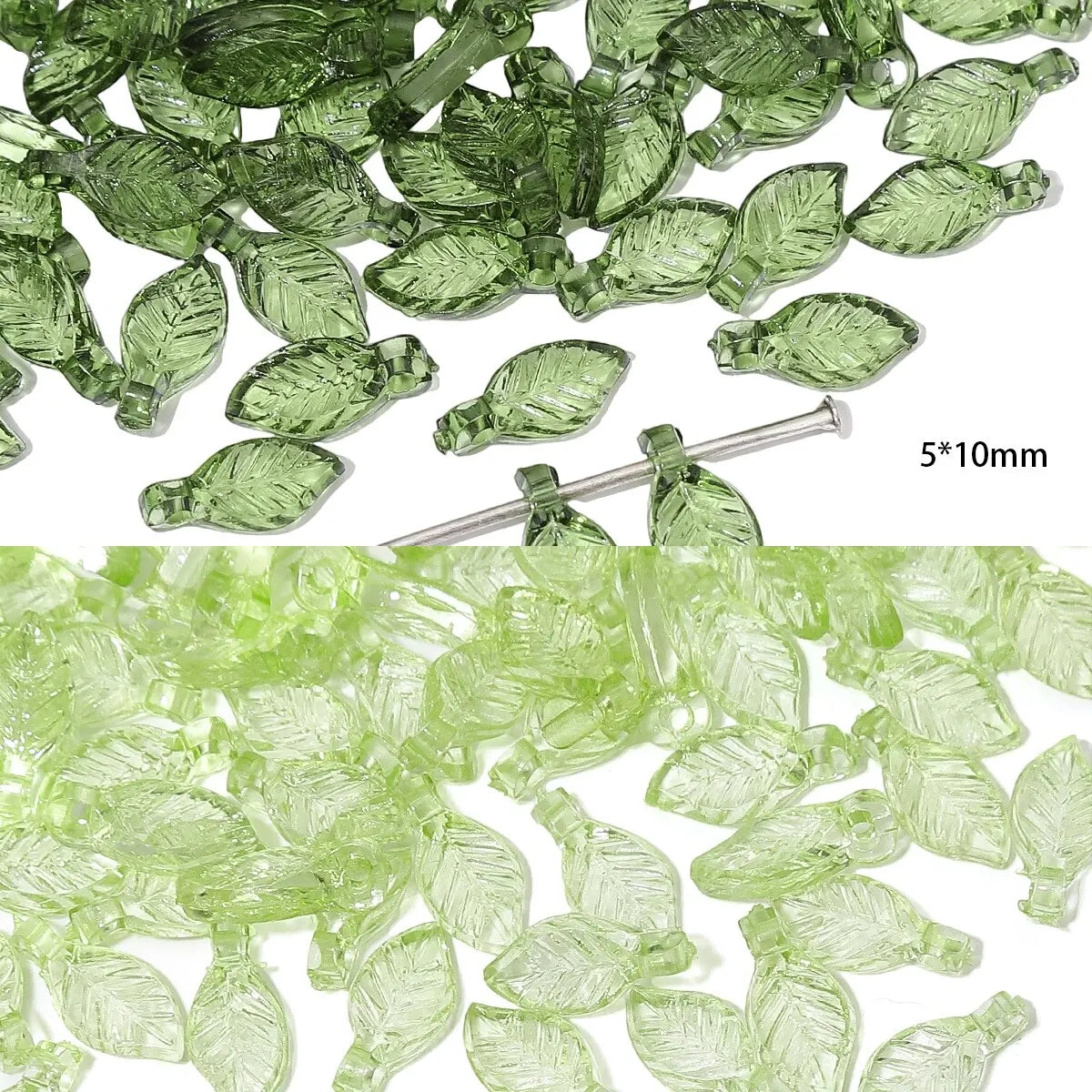 100pcs Acrylic Mini Small Tree Leaf Hand Beaded DIY Handmade Necklace Earrings Loose Bead Separated Bead Jewelry Accessory Mater
