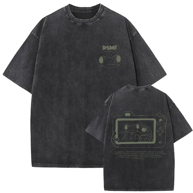 Rapper Bad Bunny Vintage Washed T Shirts Fans Gift Debi Tirar Mas Fotos DTMF Merch T-shirt Men's Women Hip Hop Fashion T-shirts