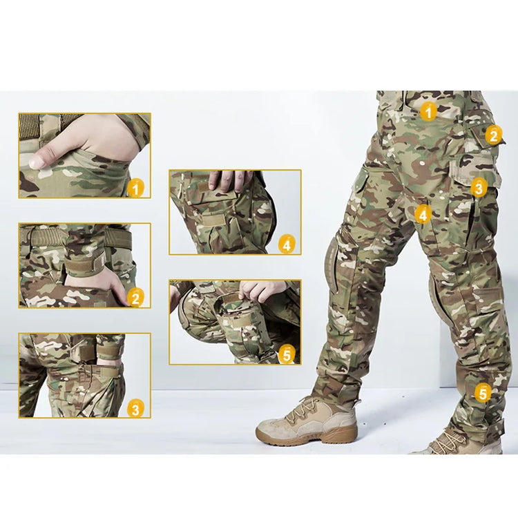 Tactical Uniform Camo Multicam Shirts Cargo Pant Men Sniper Hunting Clothes Combat Military Army Training Suits Wear-resisting