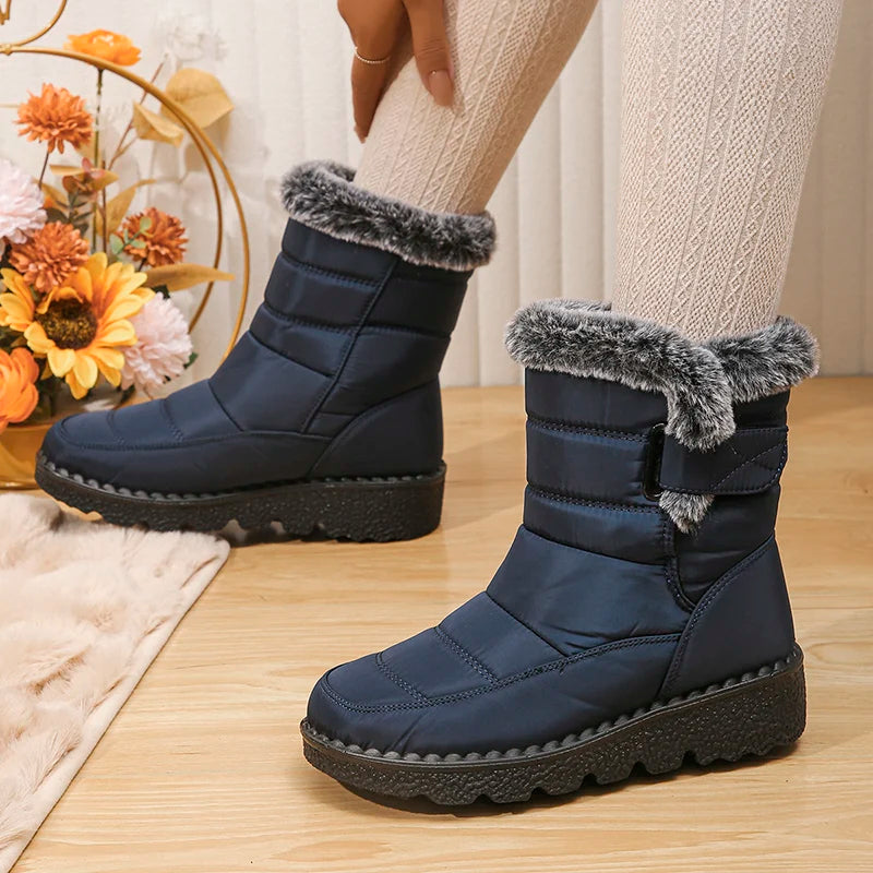 2026 Waterproof Snow Boots for Women Winter Shoes Faux Fur Plush Ankle Boots Woman Plus Size Non-Slip Warm Cotton Botas Mujer