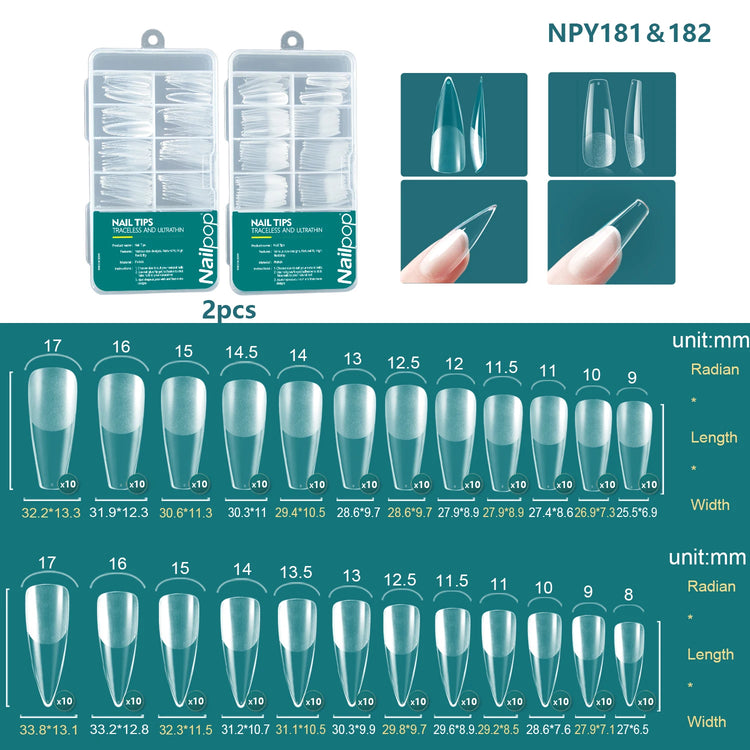 Nailpop 120pcs Acrylic Nails Fake Capsule Short Almond Coffin Square Artificial Nail Extension Soft Gel Tips Accessories Tools