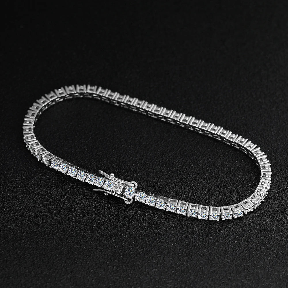 KNOBSPIN 2mm D Color Moissanite Tennis Bracelets for Woman Man Sparkling Diamonds with GRA s925 Sterling Sliver Hip Hop Bracelet