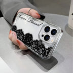 Black Lace Phone Case for iPhone 17 Pro Case 15 14 Pro Max 16 12 Shockproof Transparent Bumper Back Cover 17 Air 16 15 14 Plus