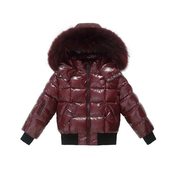 AP winter children coats waterproof shine fabric and filling  white duck down girls boys outerwear