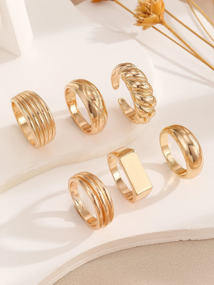 10PCS Fashion Retro Smooth Lrregular Waterdrop Opening Women's Ring Set, Creative Women's Ring Daily Wear Gift, Wholesale Availa