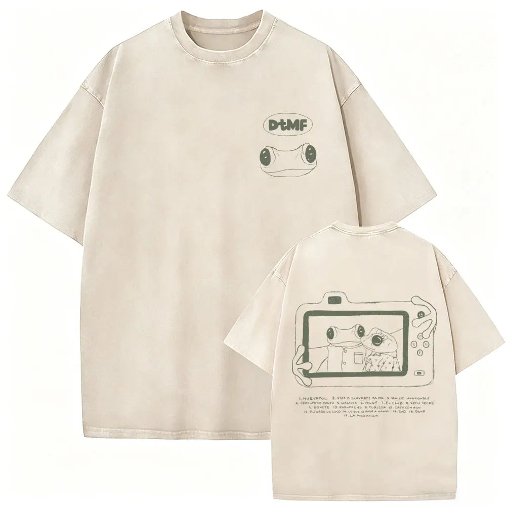 Rapper Bad Bunny Vintage Washed T Shirts Fans Gift Debi Tirar Mas Fotos DTMF Merch T-shirt Men's Women Hip Hop Fashion T-shirts