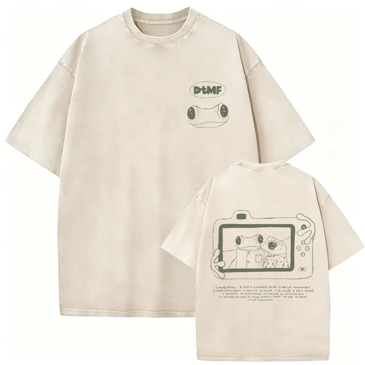 Rapper Bad Bunny Vintage Washed T Shirts Fans Gift Debi Tirar Mas Fotos DTMF Merch T-shirt Men's Women Hip Hop Fashion T-shirts