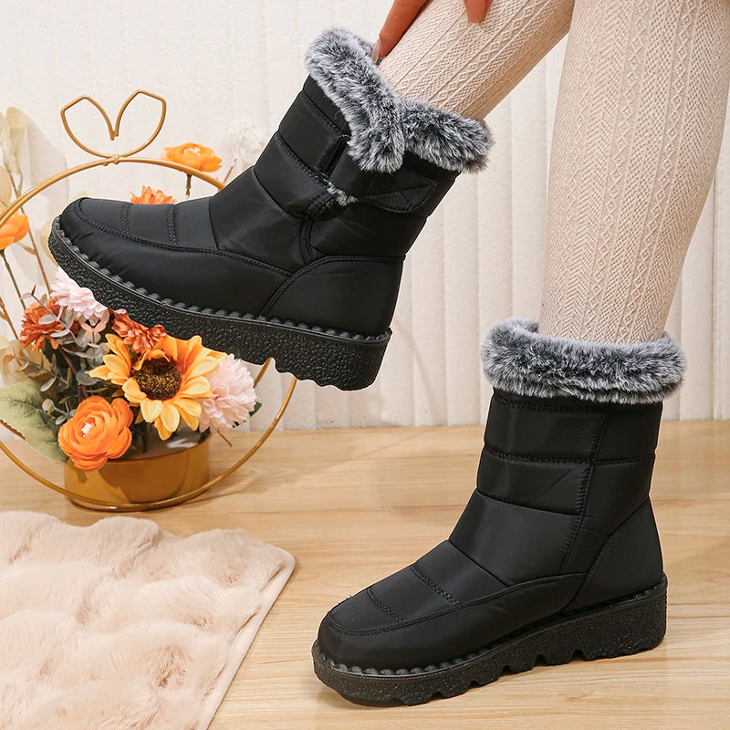 2026 Waterproof Snow Boots for Women Winter Shoes Faux Fur Plush Ankle Boots Woman Plus Size Non-Slip Warm Cotton Botas Mujer