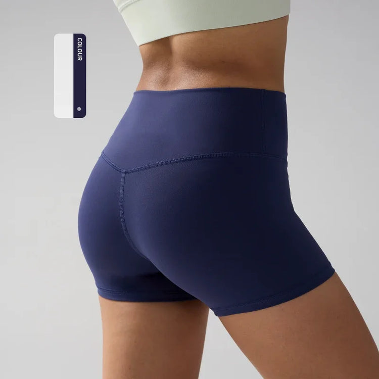 Solid Color High-Waisted Yoga Shorts for Women Quick Dry Breathable Fitness Sport Running Cycling Leggings