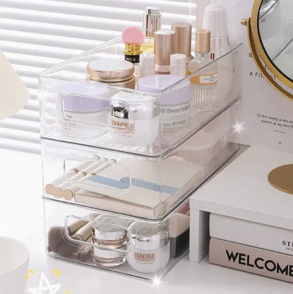 Acrylic Transparent Desktop Organizer Box Cosmetics Plastic Dormitory Household Facial Mask Skin Refrigerated